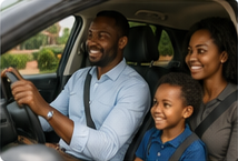 Family using a trusted driver in their own vehicle
