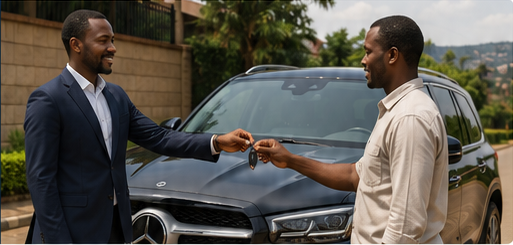 DriveMe driver and customer completing a controlled vehicle handover